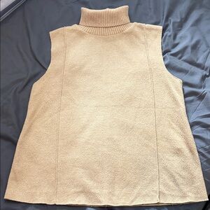 Zara Sleeveless Tan Turtleneck Sweater Small